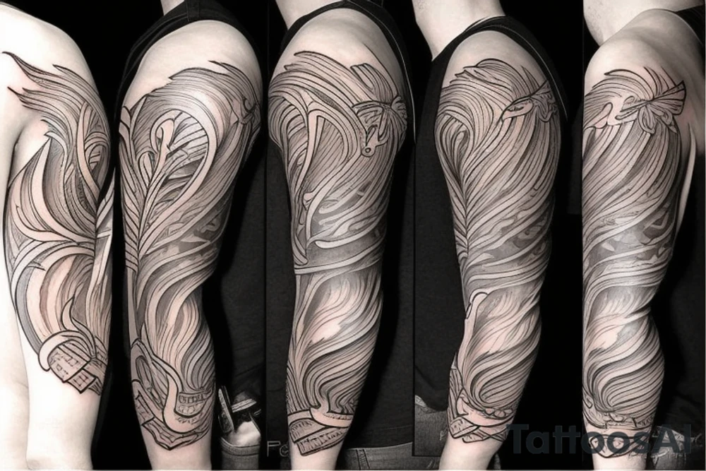 phoenix in shoulder and arm tattoo idea
