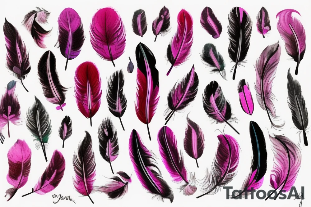 Magenta feather, lily, jasper tattoo idea
