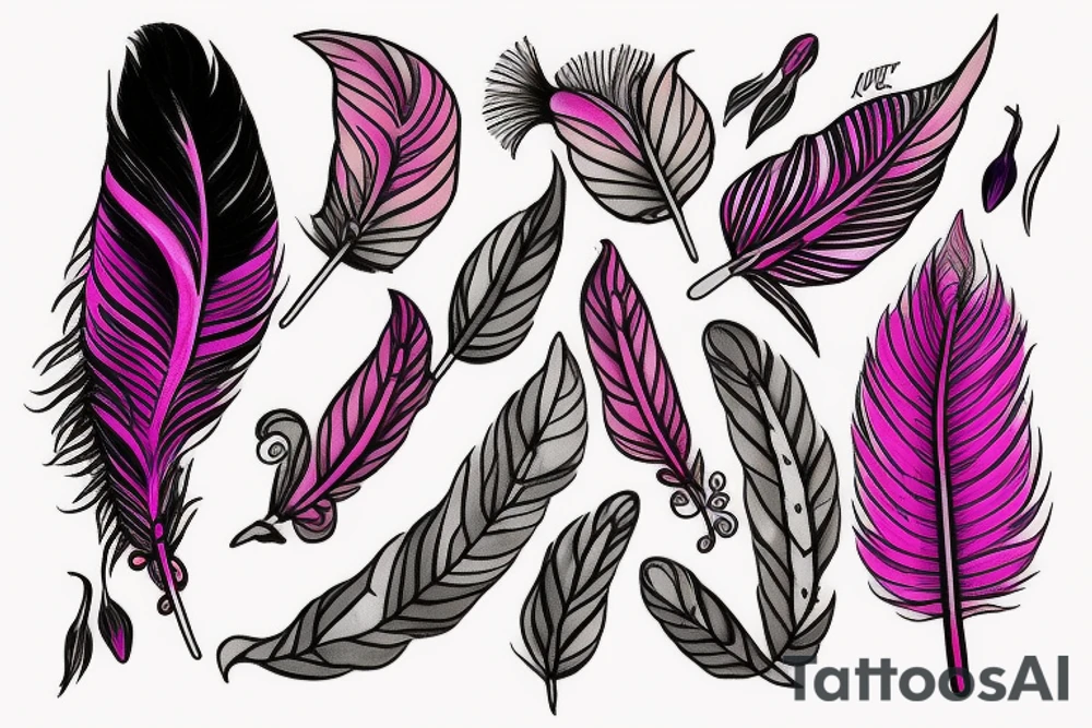 Magenta feather with a lily and jasper tattoo idea