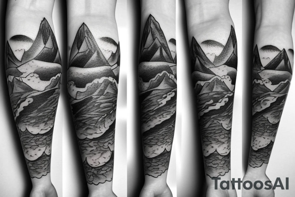 Three mountains with flowers tattoo idea