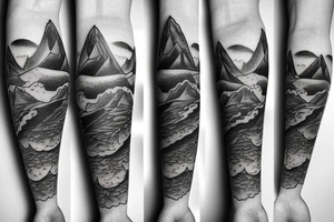 Three mountains with flowers tattoo idea
