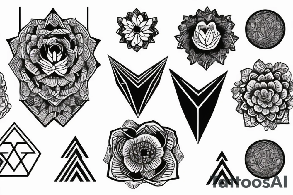 Three mountains with flowers tattoo idea