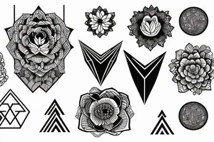 Three mountains with flowers tattoo idea