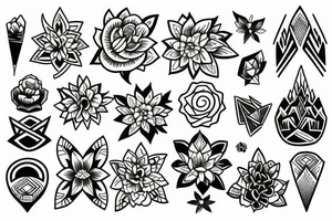 Three mountains with flowers tattoo idea