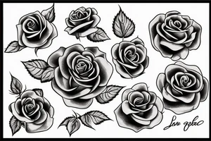 rose tattoo with faith in cursive tattoo idea