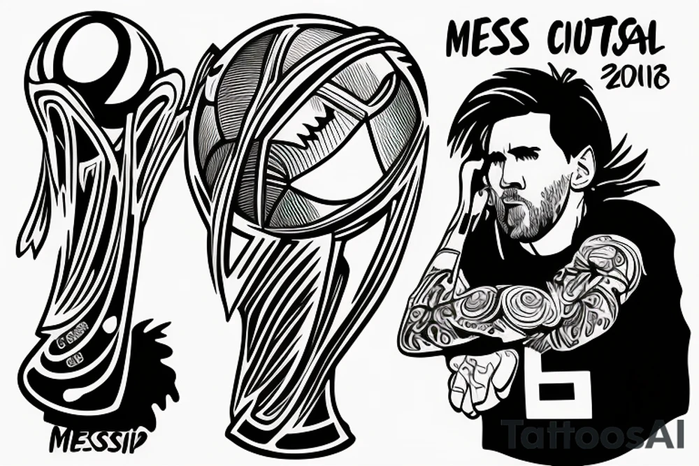 Messi kissing the world cup tattoo idea