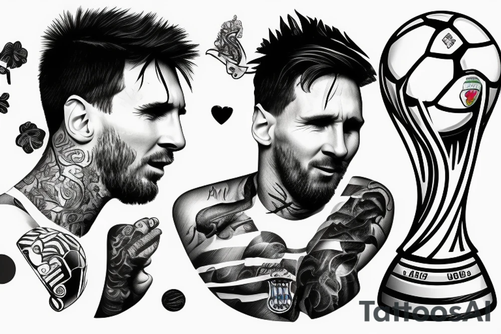 Messi kissing the world cup tattoo idea