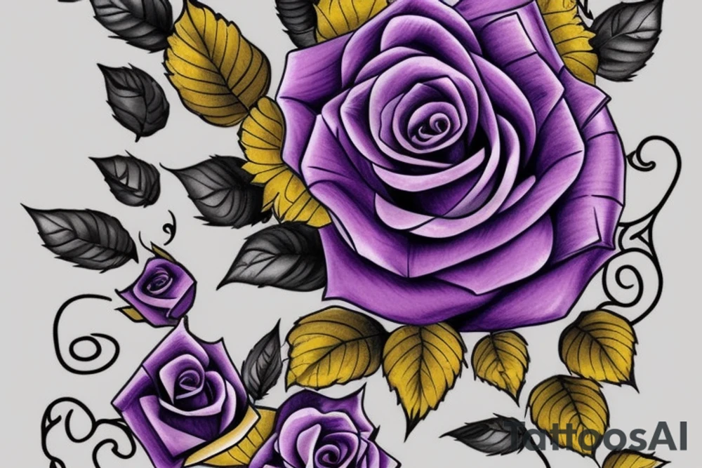 purple and gold rose with the date Sept 10 tattoo idea