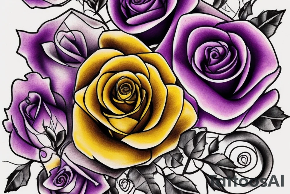 purple and gold rose with the date Sept 10 tattoo idea