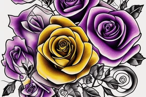 purple and gold rose with the date Sept 10 tattoo idea
