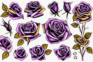purple and gold rose with stem tattoo idea
