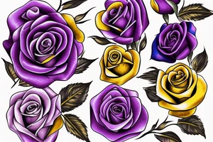 purple and gold rose with stem tattoo idea