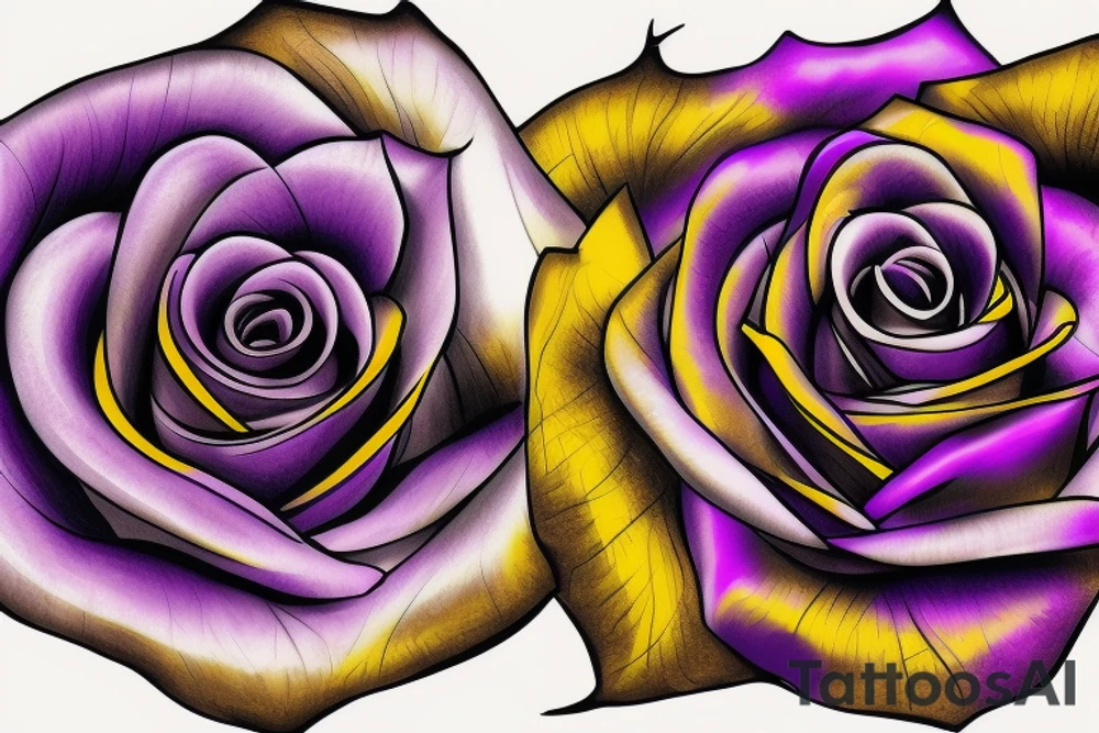 purple and gold rose with stem on neck tattoo tattoo idea