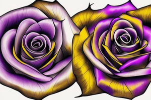 purple and gold rose with stem on neck tattoo tattoo idea