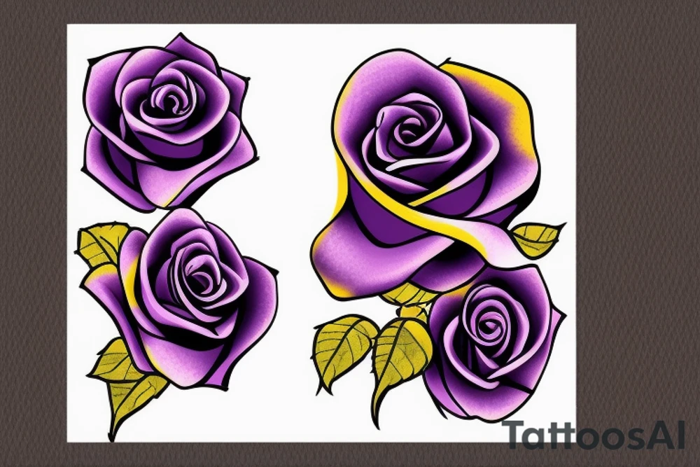 purple and gold rose with stem on neck tattoo tattoo idea