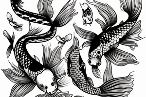 japanese koi, blossom paddels tattoo idea