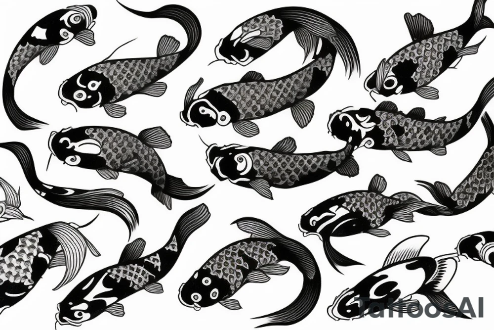 japanese koi, blossom paddels tattoo idea