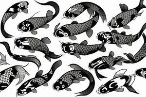 japanese koi, blossom paddels tattoo idea