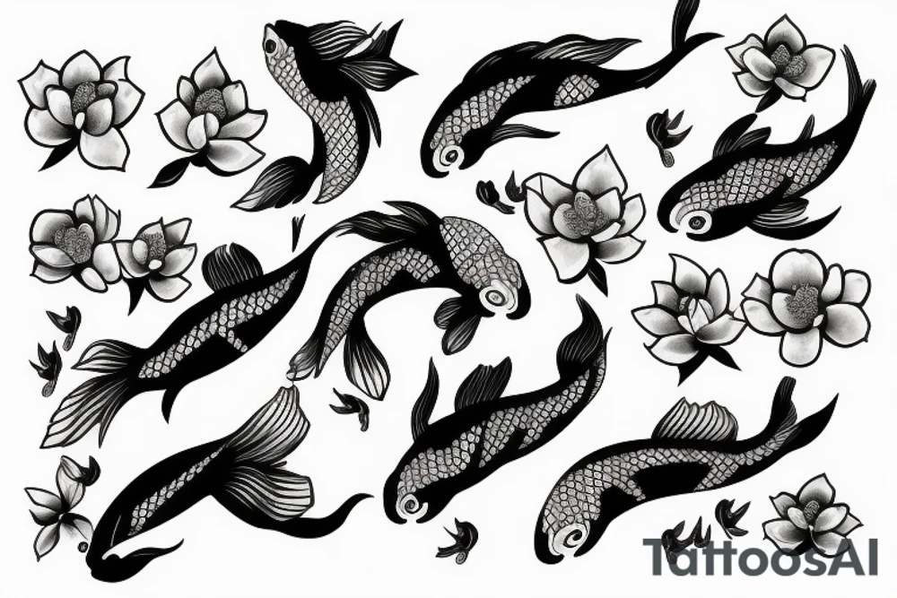 koi with blossoms tattoo idea
