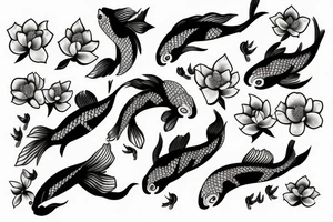 koi with blossoms tattoo idea