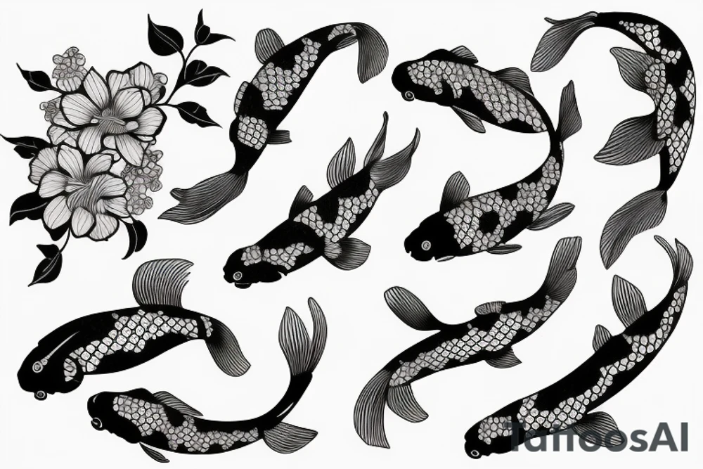 koi with blossoms tattoo idea