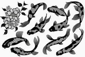koi with blossoms tattoo idea