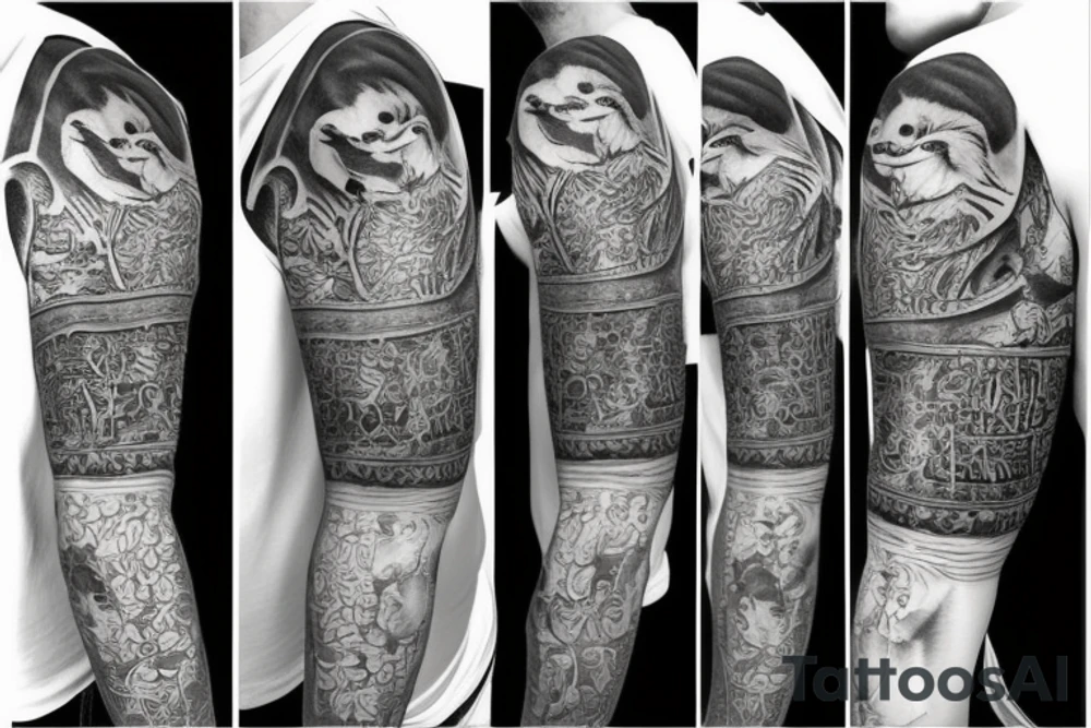 Neck tattoo with animals and some oldschool tattoo idea