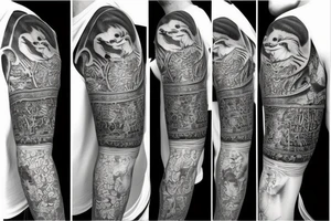 Neck tattoo with animals and some oldschool tattoo idea