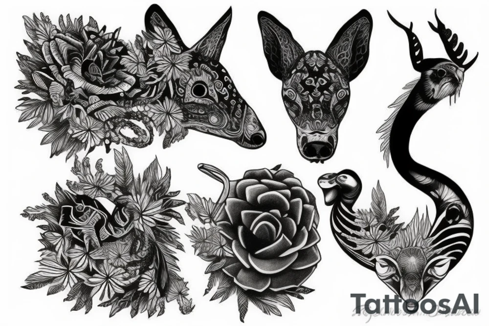Neck tattoo with animals tattoo idea