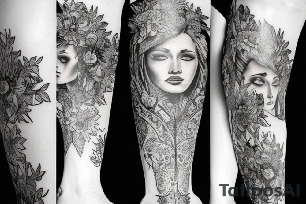 Full leg sleeve tattoo idea