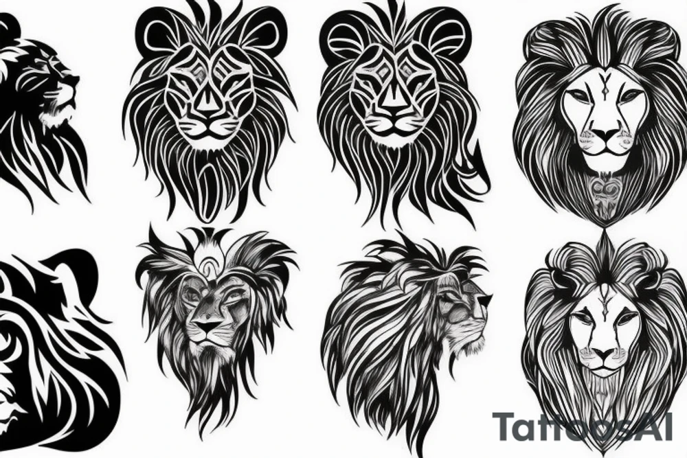 Right Half lion face merged left half woman face tattoo tattoo idea