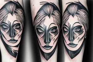 Right Half lion face merged left half woman face tattoo tattoo idea