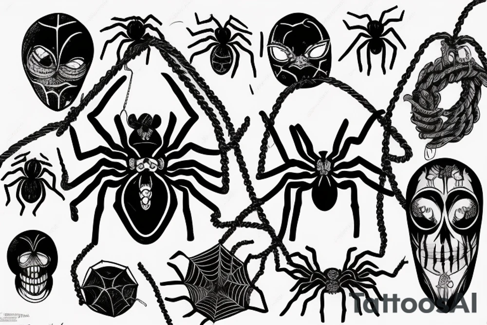 a spider being hung by a noose tattoo idea