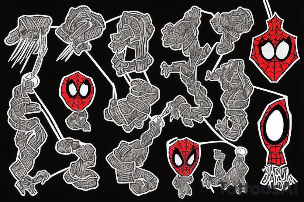 spider-man hanging himself by a noose tattoo idea