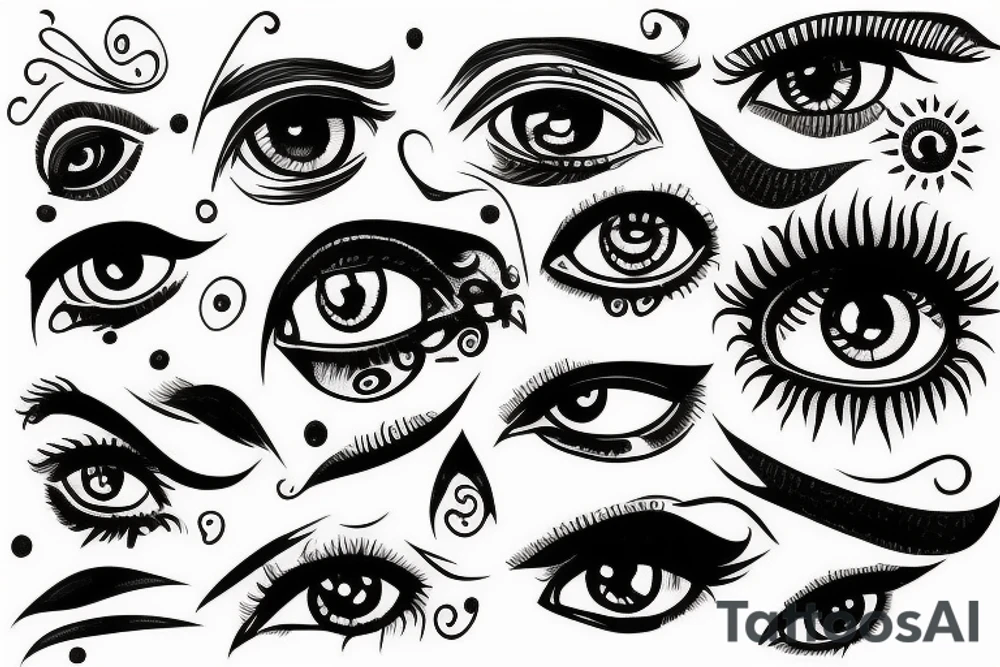 Sun with eye tattoo idea