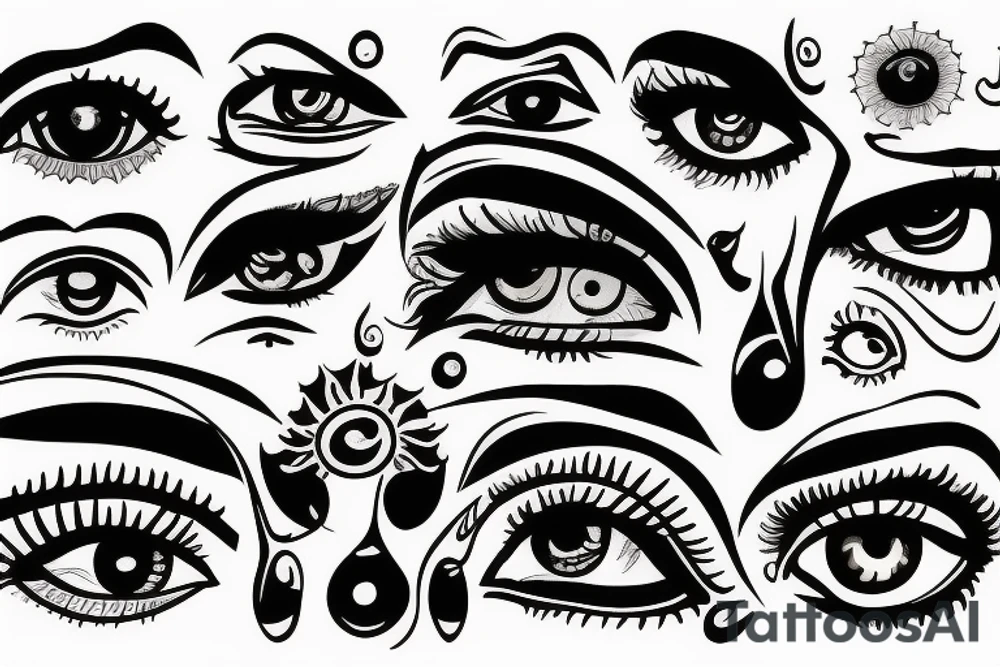 Sun glaring bright with eye tattoo idea