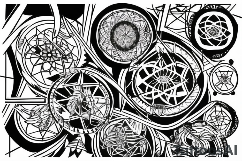 Dream catcher pierced by an arrow  in viking tattoo idea
