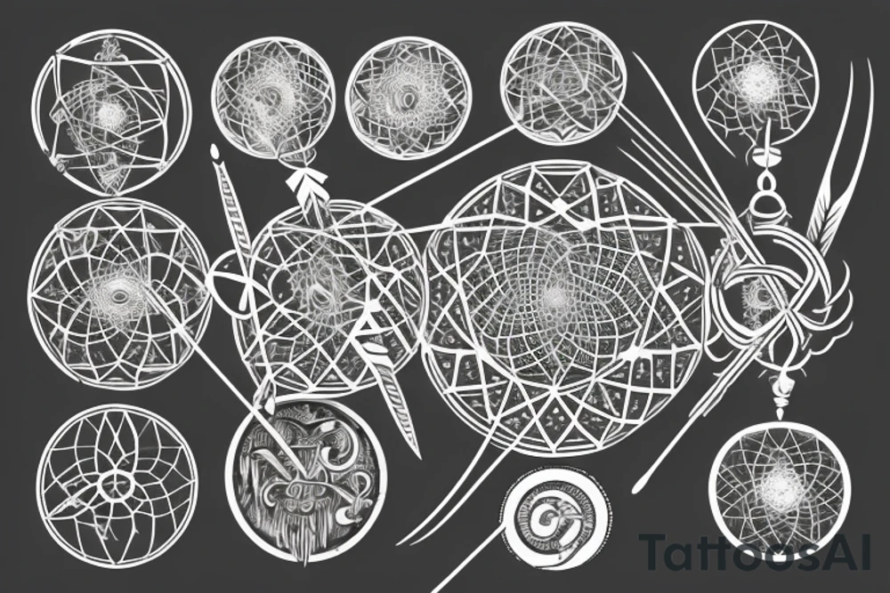 Dream catcher pierced by an arrow  in viking tattoo idea