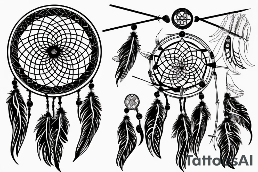 Dream catcher pierced by an arrow  in viking tattoo idea