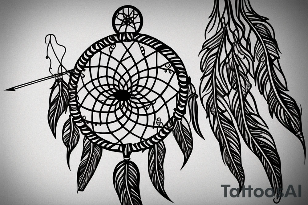 Dream catcher pierced by an arrow  in viking tattoo idea