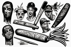 a baseball bat fire tattoo idea