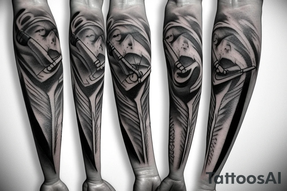 a baseball bat fire tattoo idea