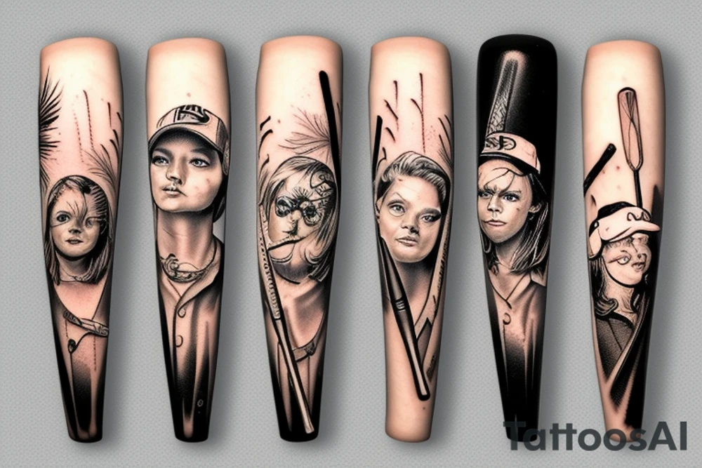 baseball bat campfires tattoo idea