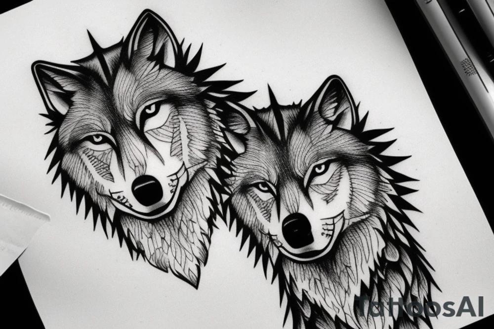 Simple wolf tattoo idea