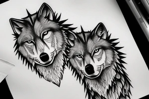 Simple wolf tattoo idea