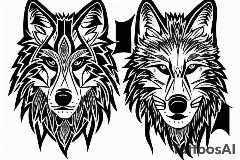 One line wolf tattoo idea