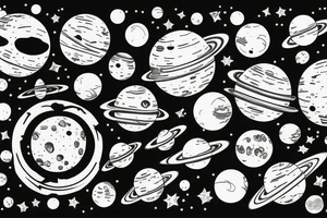 Astronaut with planets tattoo idea