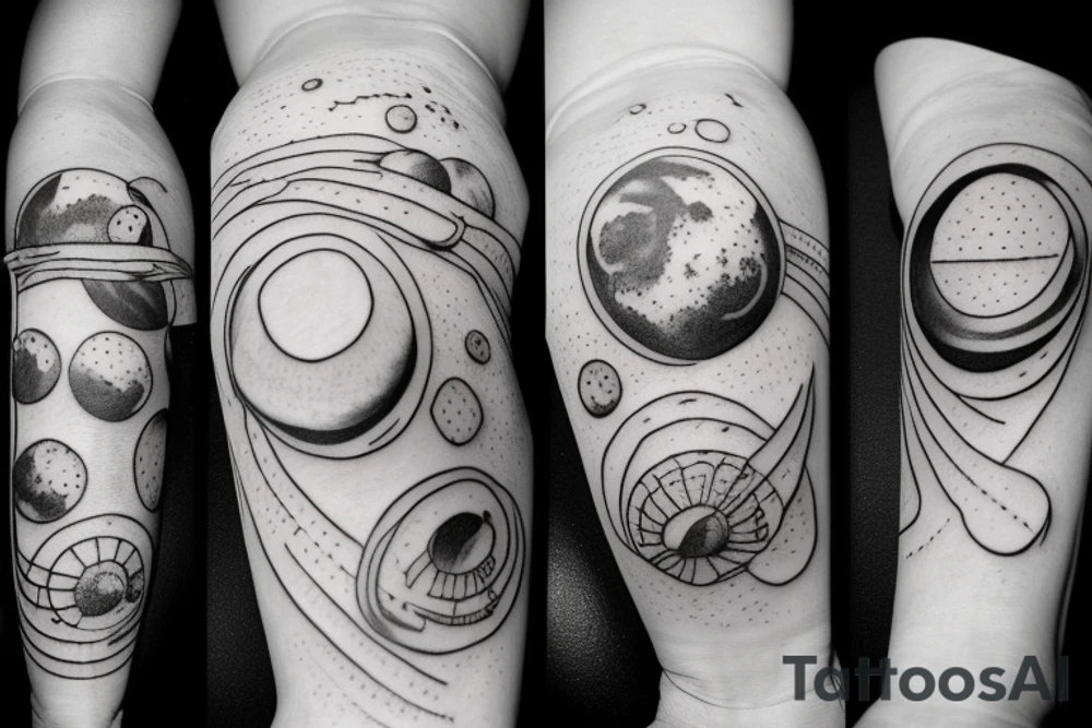 Astronaut with planets tattoo idea