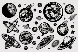 Astronaut with planets tattoo idea