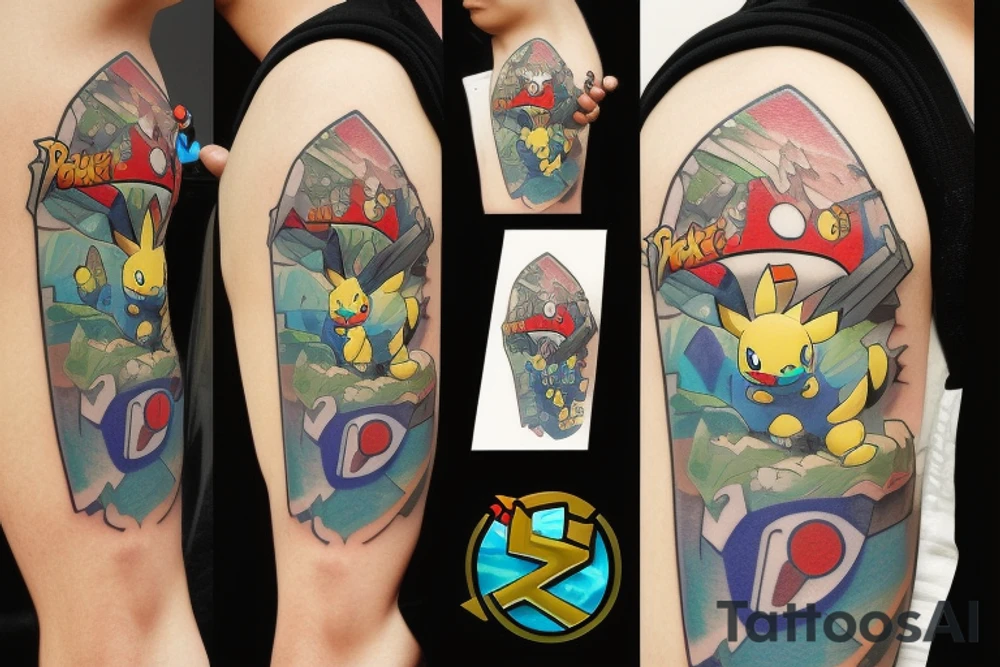 Pokemon coming out of gameboy color tattoo idea